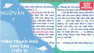 Môn Ngữ Văn Lớp 7 - Thêm trạng ngữ cho câu (Tiết 2)