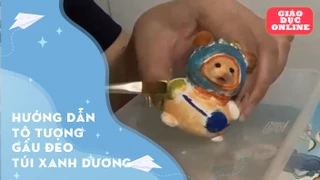 Hướng dẫn tô tượng gấu đeo túi xanh dương