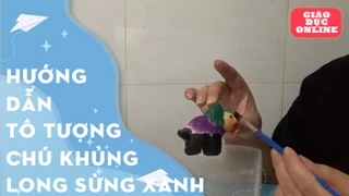 Hướng dẫn tô tượng chú khủng long sừng xanh lá