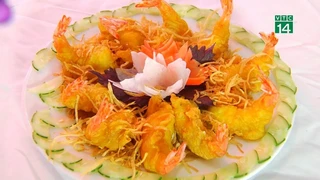 Tôm chiên hoàng bào: Đẹp, lạ miệng cho bữa tiệc Giáng sinh