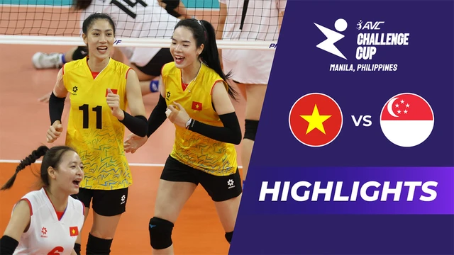 Highlights - Việt Nam vs Singapore - Giải bóng chuyền nữ AVC Challenge Cup 2024