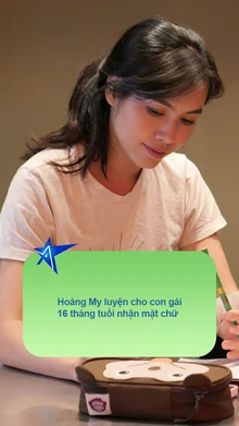 Hoàng My luyện cho con gái 16 tháng tuổi nhận mặt chữ