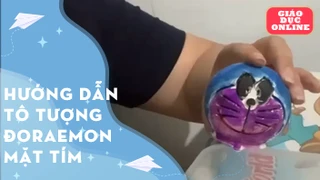 Hướng dẫn tô tượng đoraemon mặt tím