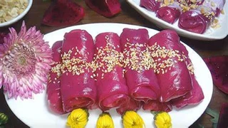 Công thức làm bánh cuốn thanh long đẹp mắt