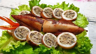 Mực nhồi tôm thịt chiên xù: Ăn là nghiền!