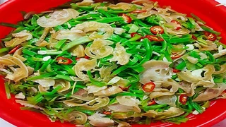 Vó Bò ngâm Rau Tiến Vua- món ăn ngon lạ miệng