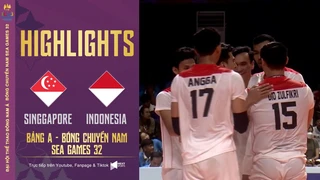 Highlights Singapore - Indonesia Bóng chuyền nam SEA Games 32 Đẳng cấp chênh lệch quá lớn