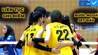 Bước ngoặt trong set đấu thứ 3, Thanh Thúy, Lý Luyến, Kiều Trinh thay nhau làm khổ hàng chắn đội bạn