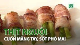 Thịt nguội cuốn măng tây, sốt phô mai