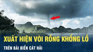 Tin nóng: Hải Phòng - Xuất hiện vòi rồng khổng lồ trên bãi biển Cát Bà | VOV