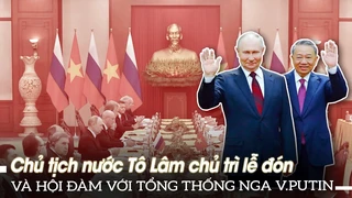 Toàn cảnh: Chủ tịch nước Tô Lâm chủ trì lễ đón và hội đàm với Tổng thống Nga V.Putin