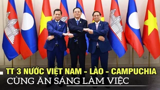 Thủ tướng 3 nước Việt Nam - Lào - Campuchia cùng ăn sáng làm việc