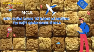 Bức chân dung từ bánh mì nướng tại một quán cafe ở Nga
