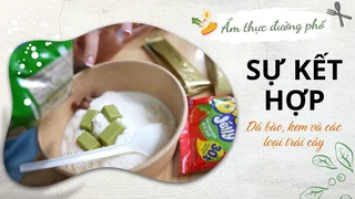 Sự kết hợp giữa đá bào, kem và các loại trái cây