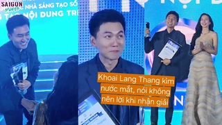 Khoai Lang Thang nhận cú đúp giải thưởng, được Thùy Tiên trao giải, mừng rỡ bắt tay H'Hen Niê