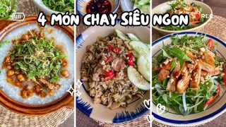 4 món chay - Cháo chay, Gỏi chay, 2 món ăn cơm, Salad