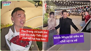 Tiến Luật đội tóc giả đi xe đạp, suýt té tại họp báo ; Vợ chồng Minh Nhựa đi siêu xe gây chú ý
